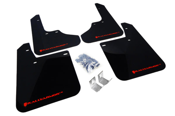 Rally Armor 93-01 Subaru Impreza RS Black UR Mud Flap w/ Red Logo - Bull Strap