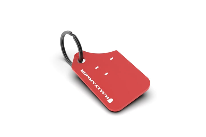 Rally Armor Mini UR Mud Flap Keychain - Red w/ White Logo - Bull Strap
