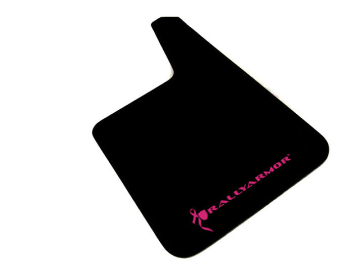 Rally Armor Universal Fit (No Hardware) Basic Plus Black Mud Flap w/ Black Logo - Bull Strap