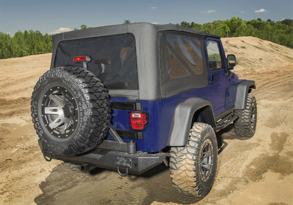 Rampage 04-06 Jeep Wrangler(TJ) Unlimited OEM Replacement Soft Upper Doors - Black Denim - Bull Strap