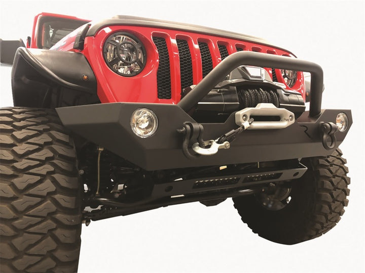 Rampage 07-22 Jeep Wrangler JL/JK & 20-22 Gladiator JT Rock Rage Front Bumper - Black - Bull Strap