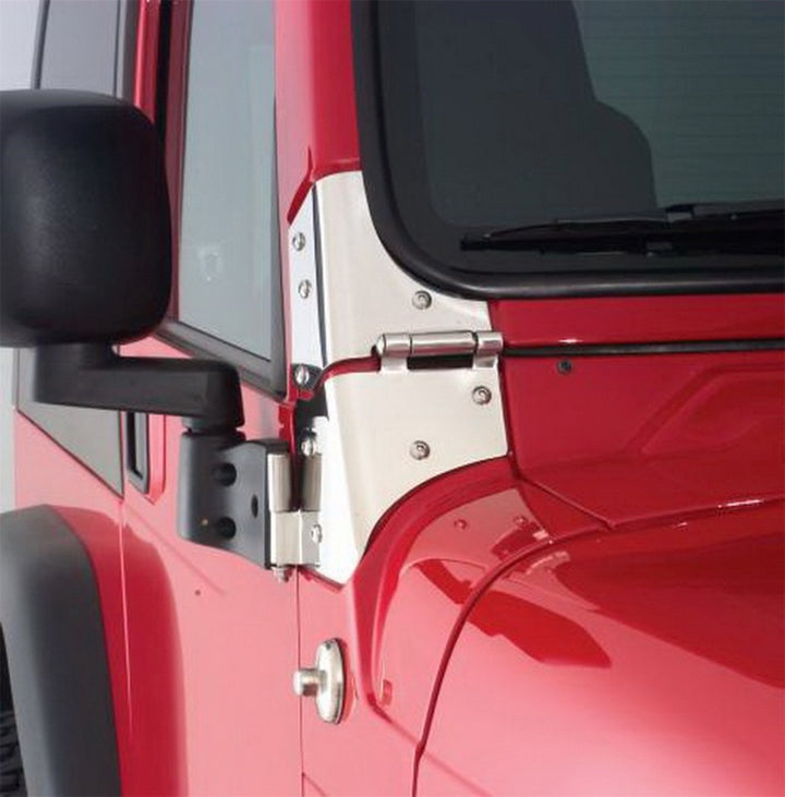 Rampage 1976-1983 Jeep CJ5 Windshield Hinge - Stainless - Bull Strap