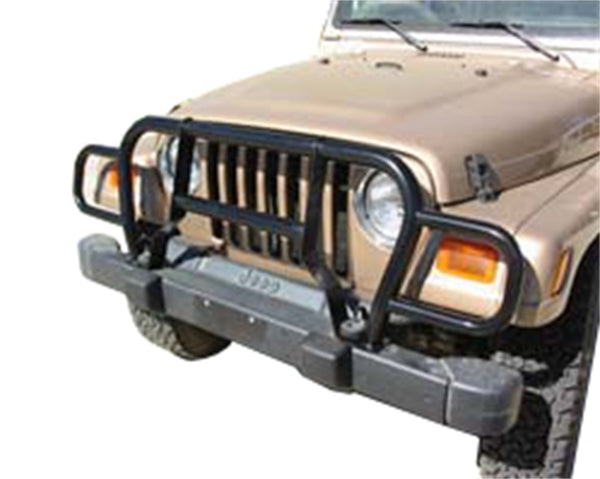 Rampage 1987-1995 Jeep Wrangler(YJ) Headlight Euro Grill Guard - Black - Bull Strap