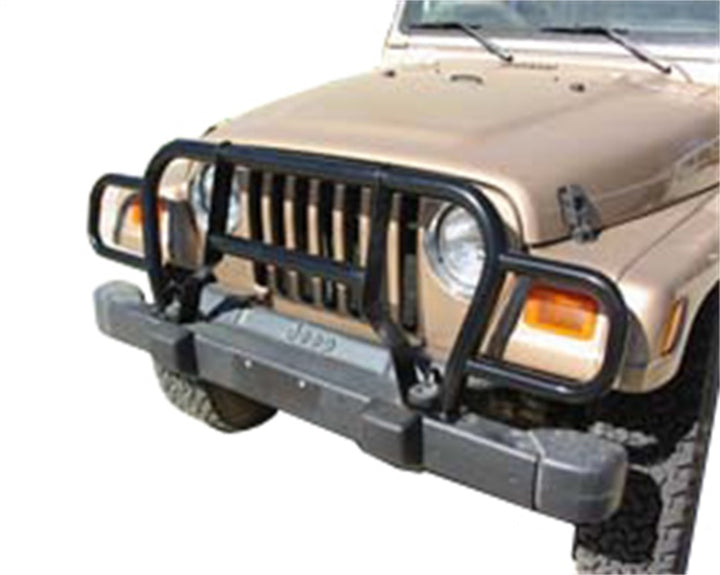 Rampage 1987-1995 Jeep Wrangler(YJ) Headlight Euro Grill Guard - Black - Bull Strap