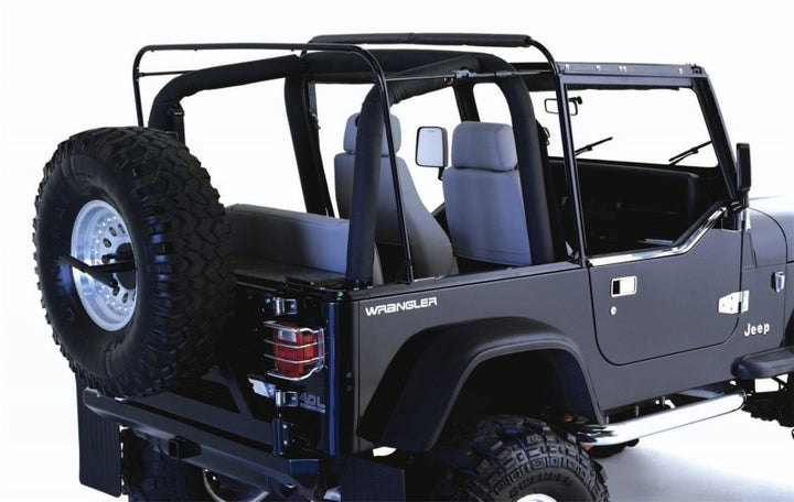 Rampage 1987-1995 Jeep Wrangler(YJ) Soft Top Hardware - Black - Bull Strap