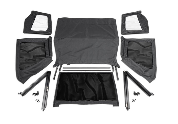 Rampage 1992-1995 Jeep Wrangler(YJ) Frameless Soft Top Kit - Black Diamond - Bull Strap