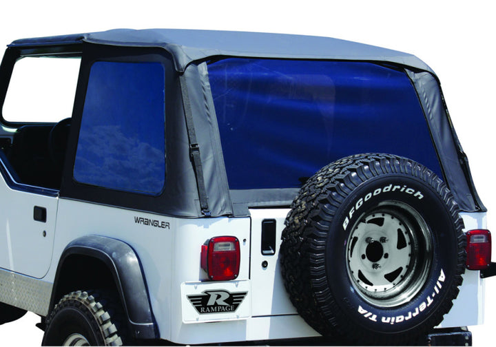 Rampage 1992-1995 Jeep Wrangler(YJ) Frameless Soft Top Kit - Black Diamond - Bull Strap
