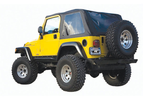 Rampage 1997-2006 Jeep Wrangler(TJ) Excludes LJ Unlimited Frameless Soft Top Kit - Black Diamond - Bull Strap
