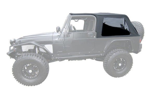 Rampage 2004-2006 Jeep Wrangler(TJ) LJ Unlimited Frameless Soft Top Kit - Black Diamond - Bull Strap