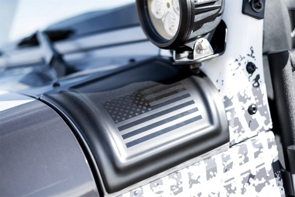 Rampage 2007-2018 Jeep Wrangler(JK) Cowl Cover 2-Door Cowl Cover With American Flag - Black - Bull Strap