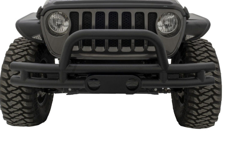 Rampage 2007-2018 Jeep Wrangler(JK) Double Tube Bumper Front - Black - Bull Strap