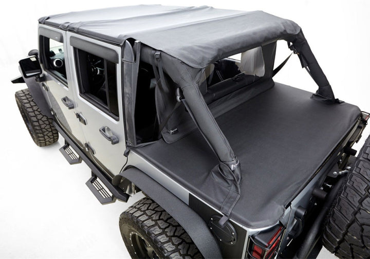 Rampage 2007-2018 Jeep Wrangler(JK) Unlimited 4-Door Tonneau Cover - Black Diamond - Bull Strap