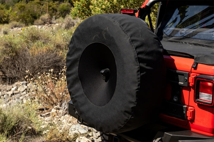 Rampage 2018-2019 Jeep Wrangler(JL) Sport 2-Door Tire Cover w/Camera Slot 37in - Black - Bull Strap