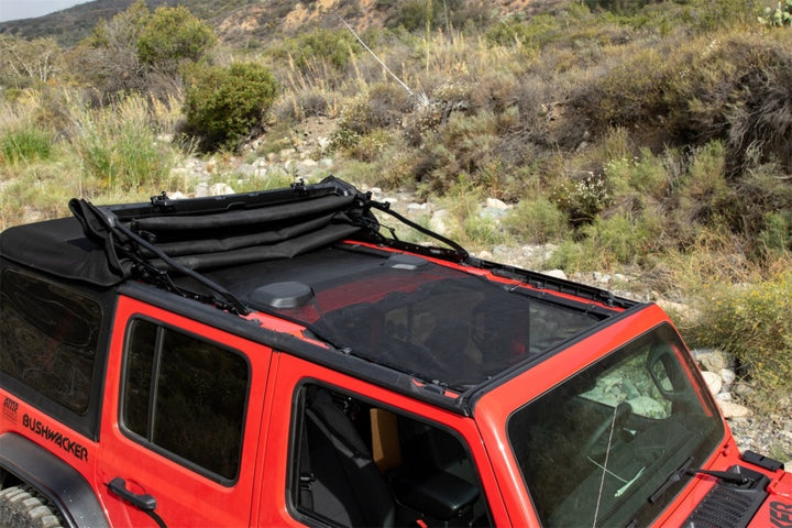 Rampage 2018-2019 Jeep Wrangler(JL) Unlimited Sport 4-Door Mesh Shade Top - Extended - Black - Bull Strap