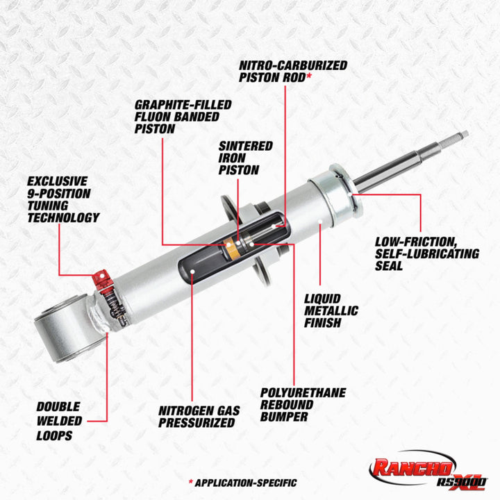 Rancho 14-18 GMC Pickup / Sierra 1500 1/2 Ton Front RS9000XL Strut - Bull Strap
