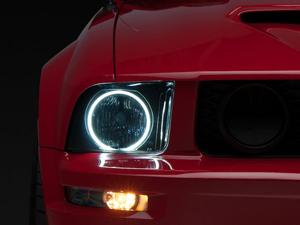 Raxiom 05-09 Ford Mustang GT V6 Axial Series CCFL Halo Projector Headlight- Blk Housing (Smkd Lens) - Bull Strap