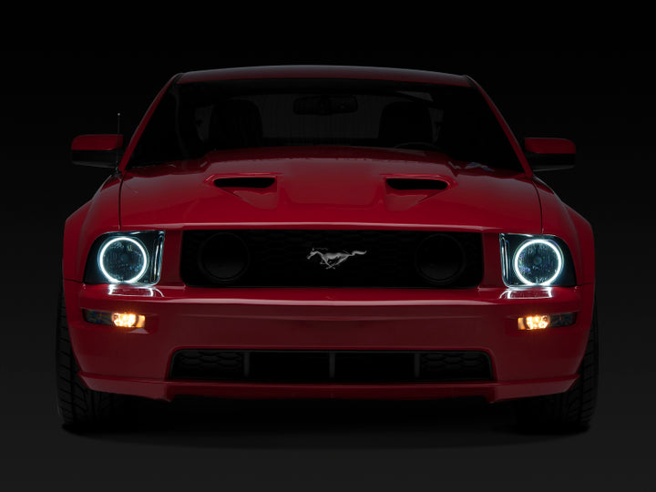 Raxiom 05-09 Ford Mustang GT V6 Axial Series CCFL Halo Projector Headlight- Blk Housing (Smkd Lens) - Bull Strap