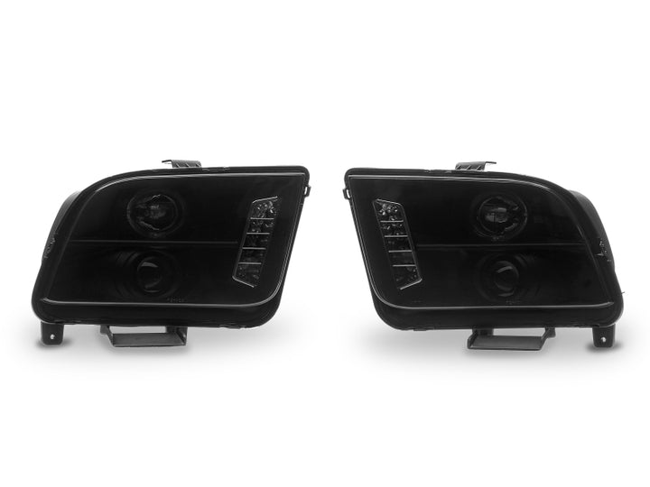 Raxiom 05-09 Ford Mustang w/ Halogen LED Halo Prjctr Headlights-Blk Hsng(Smoked Lens Exclude GT500) - Bull Strap