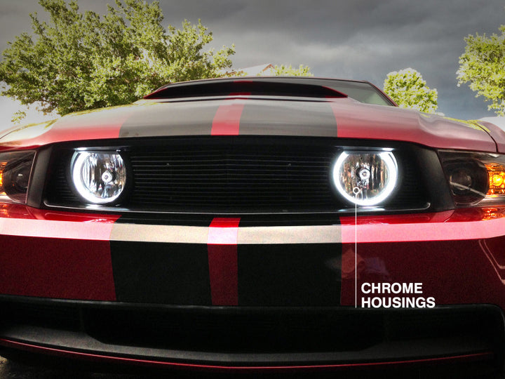 Raxiom 05-12 Ford Mustang GT LED Halo Fog Lights (Chrome) - Bull Strap