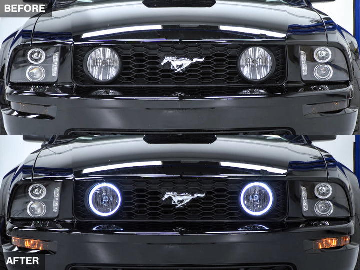 Raxiom 05-12 Ford Mustang GT LED Halo Fog Lights (Smoked) - Bull Strap
