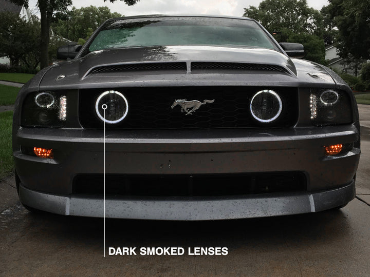 Raxiom 05-12 Ford Mustang GT LED Halo Fog Lights (Smoked) - Bull Strap
