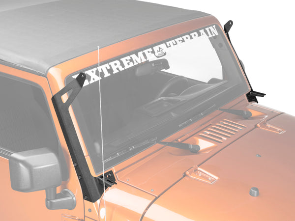 Raxiom 07-18 Jeep Wrangler JK 50-Inch LED Light Bar Windshield Mount w/ Auxiliary Bracket - Bull Strap