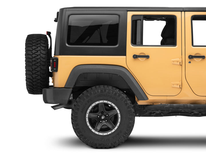 Raxiom 07-18 Jeep Wrangler JK Axial Series LED Halo Tail Lights- Black Housing (Dark Smoked Lens) - Bull Strap