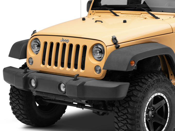 Raxiom 07-18 Jeep Wrangler JK Axial Series LED Headlights- Black Housing (Clear Lens) - Bull Strap