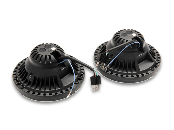 Raxiom 07-18 Jeep Wrangler JK Axial Series LED Headlights- Black Housing (Clear Lens) - Bull Strap