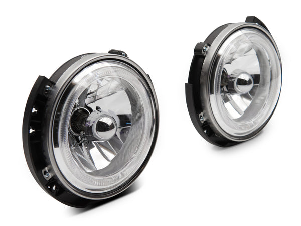 Raxiom 07-18 Jeep Wrangler JK LED Halo Headlights- Chrome Housing (Clear Lens) - Bull Strap
