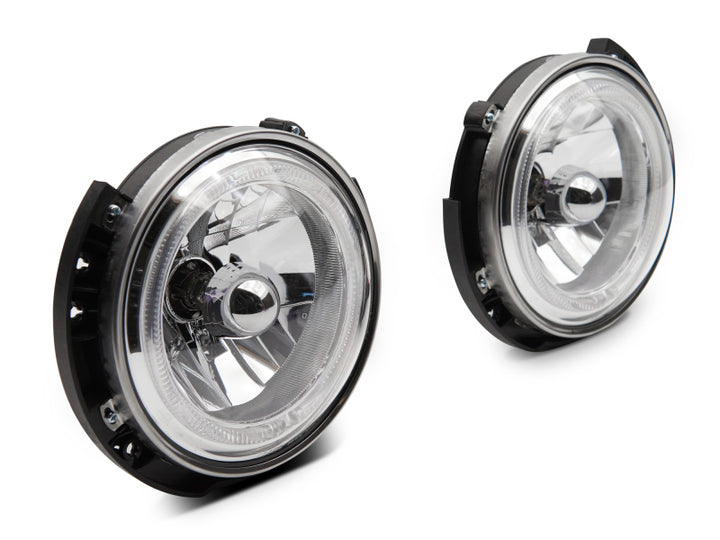 Raxiom 07-18 Jeep Wrangler JK LED Halo Headlights- Chrome Housing (Clear Lens) - Bull Strap