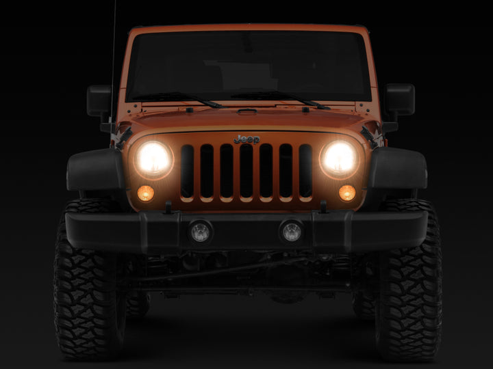 Raxiom 07-18 Jeep Wrangler JK LED Halo Headlights- Chrome Housing (Clear Lens) - Bull Strap