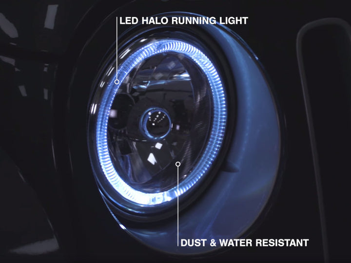 Raxiom 07-18 Jeep Wrangler JK LED Halo Headlights- Chrome Housing (Clear Lens) - Bull Strap