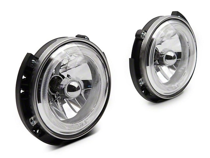 Raxiom 07-18 Jeep Wrangler JK LED Halo Headlights- Chrome Housing (Clear Lens) - Bull Strap