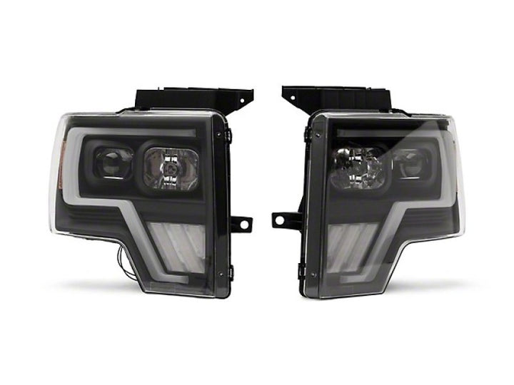 Raxiom 09-14 Ford F-150 G4 Projector Headlights- Black Housing (Clear Lens) - Bull Strap