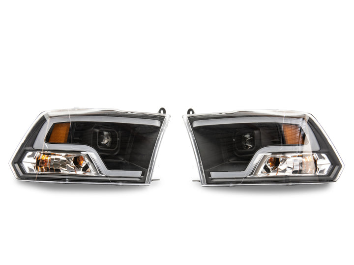 Raxiom 09-18 RAM 1500 LED Halo Projector Headlights- Black Housing (Clear Lens) - Bull Strap