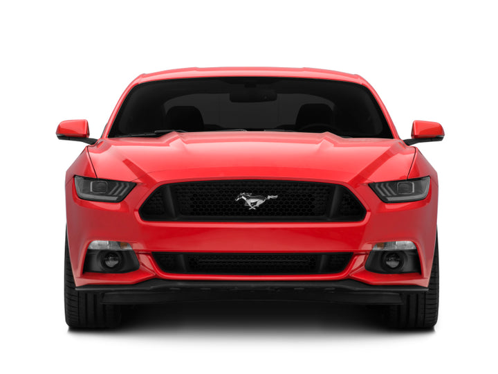 Raxiom 15-17 Ford Mustang Projector Headlights OEM HID Bulbs- Black Housing (Clear Lens) - Bull Strap