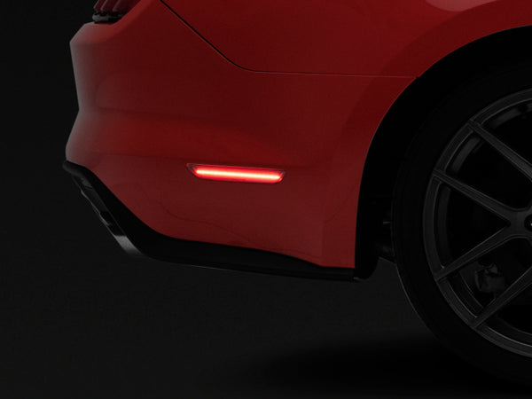 Raxiom 15-22 Ford Mustang Axial Series LED Side Marker Lights Rear (Smoked) - Bull Strap