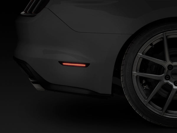 Raxiom 15-22 Ford Mustang Axial Series LED Side Marker Lights Rear (Smoked) - Bull Strap
