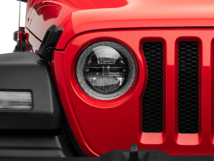 Raxiom 18-22 Jeep Wrangler JL/JT Axial Series LED Headlights- Black Housing (Clear Lens) - Bull Strap