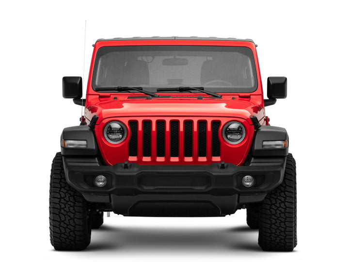 Raxiom 18-22 Jeep Wrangler JL/JT Axial Series LED Headlights- Black Housing (Clear Lens) - Bull Strap