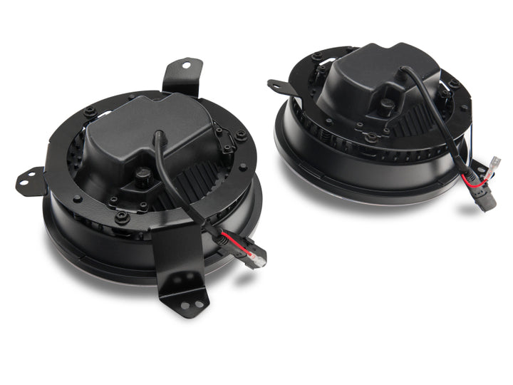 Raxiom 18-22 Jeep Wrangler JL/JT Axial Series LED Headlights- Black Housing (Clear Lens) - Bull Strap