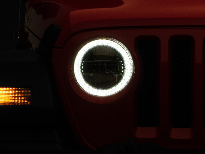 Raxiom 18-22 Jeep Wrangler JL/JT Axial Series LED Headlights- Black Housing (Clear Lens) - Bull Strap