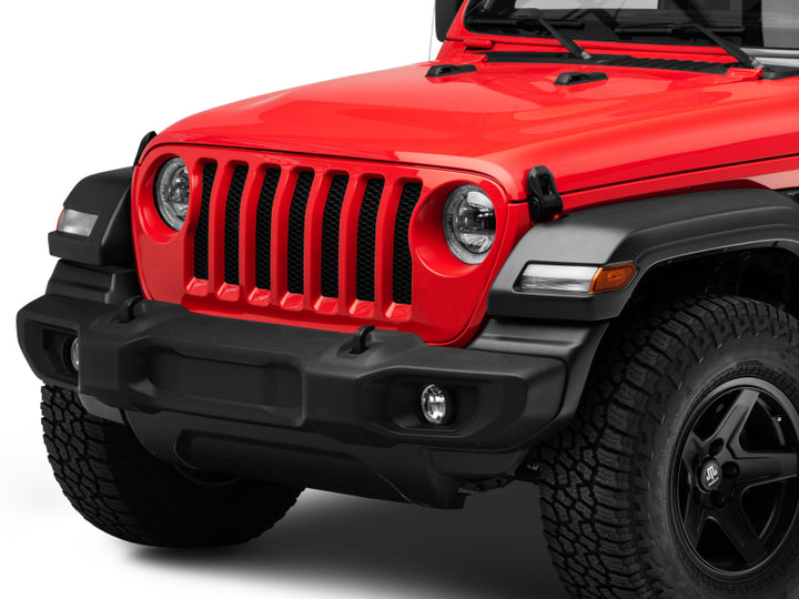 Raxiom 18-22 Jeep Wrangler JL/JT Axial Series LED Headlights- Black Housing (Clear Lens) - Bull Strap