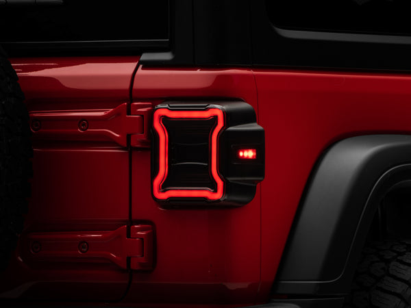 Raxiom 18-22 Jeep Wrangler JL LED Tail Lights- Black Housing (Smoked Lens) - Bull Strap