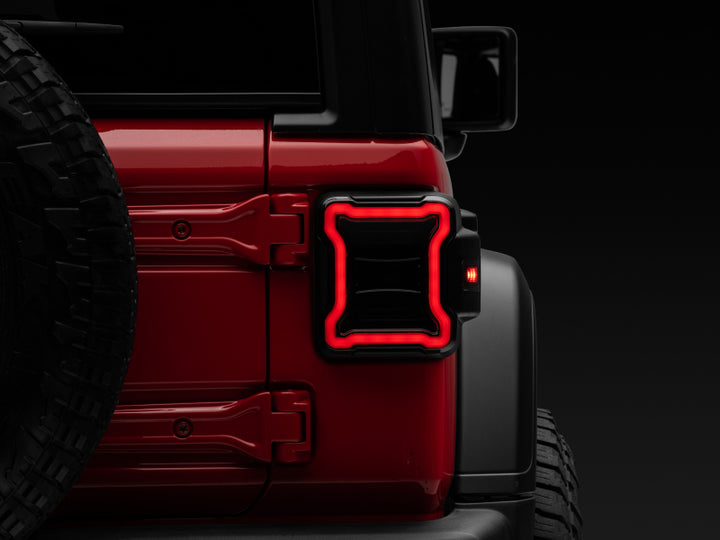 Raxiom 18-22 Jeep Wrangler JL LED Tail Lights- Black Housing (Smoked Lens) - Bull Strap