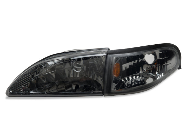 Raxiom 94-98 Mustang Axial Series Cobra Style Headlights- Black Housing (Clear Lens) - Bull Strap