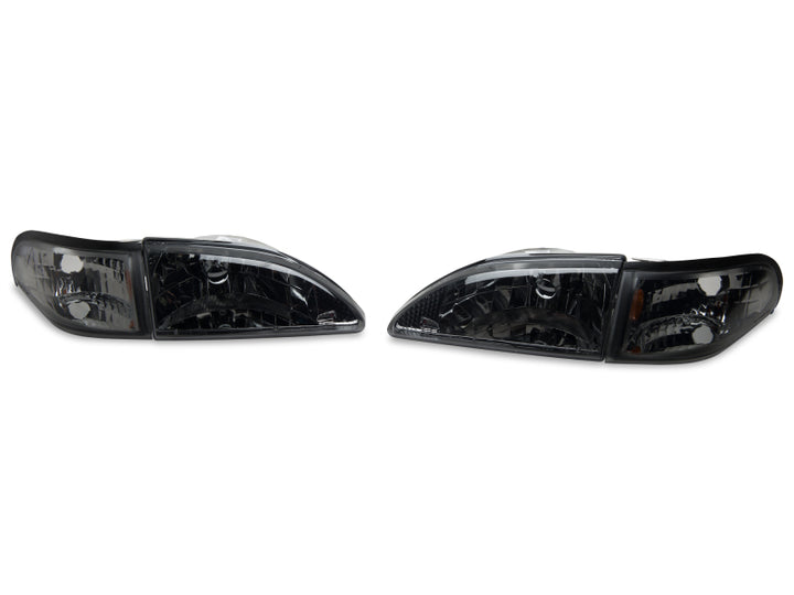 Raxiom 94-98 Mustang Axial Series Cobra Style Headlights- Black Housing (Clear Lens) - Bull Strap
