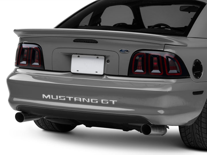 Raxiom 96-98 Ford Mustang Icon LED Tail Lights- Black Housing (Smoked Lens) - Bull Strap