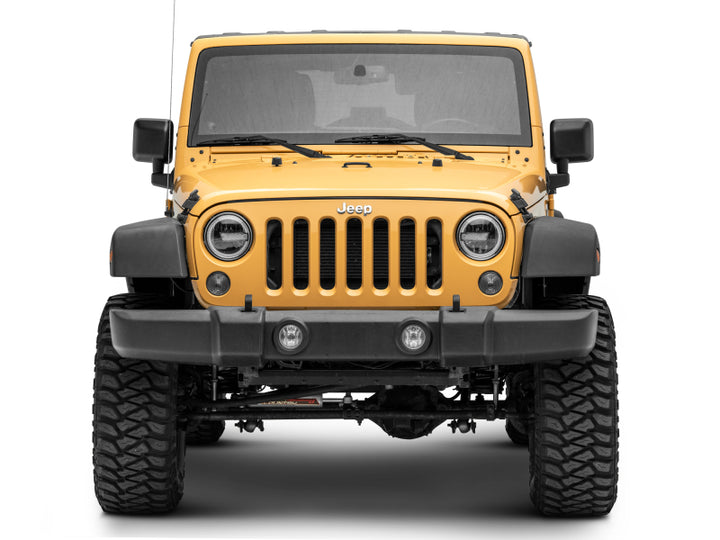 Raxiom 97-18 Jeep Wrangler TJ/JK 7-Inch LED Headlights w/ Halos- Black Housing (Clear Lens) - Bull Strap